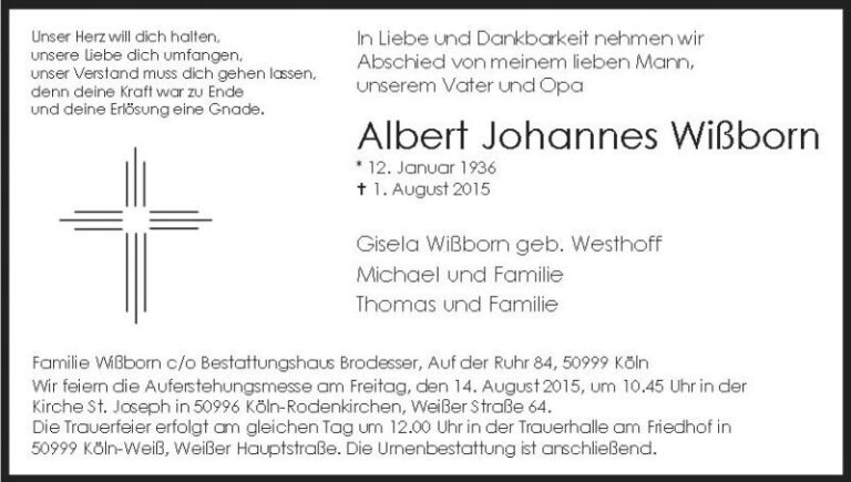 Traueranzeige für Albert Wißborn