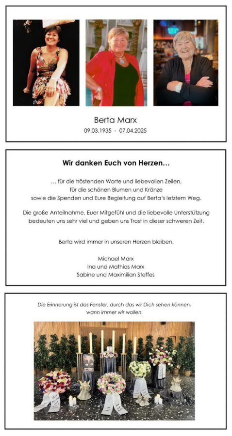 Erinnerungsfoto für Berta Marx geb. Roßberger